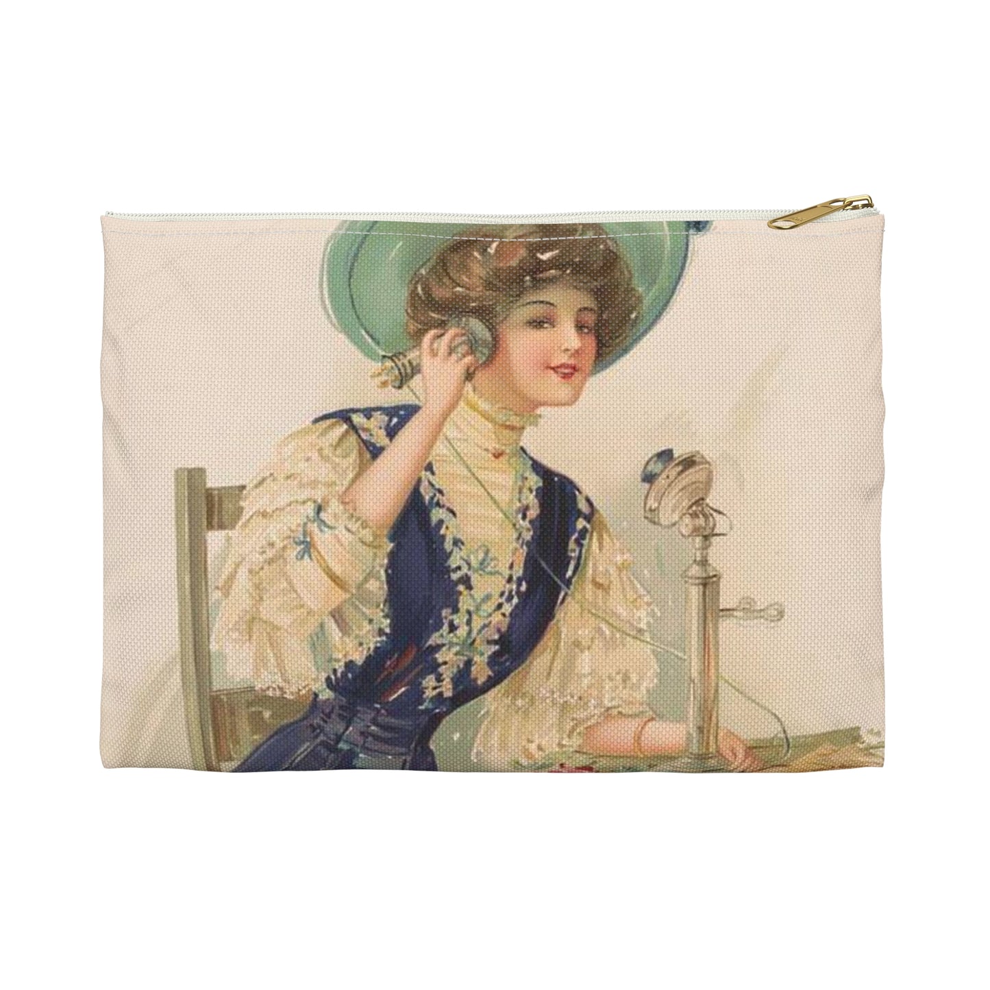 Society maid, no. 4 - Victorian era public domain image Large Organizer Pouch with Black Zipper