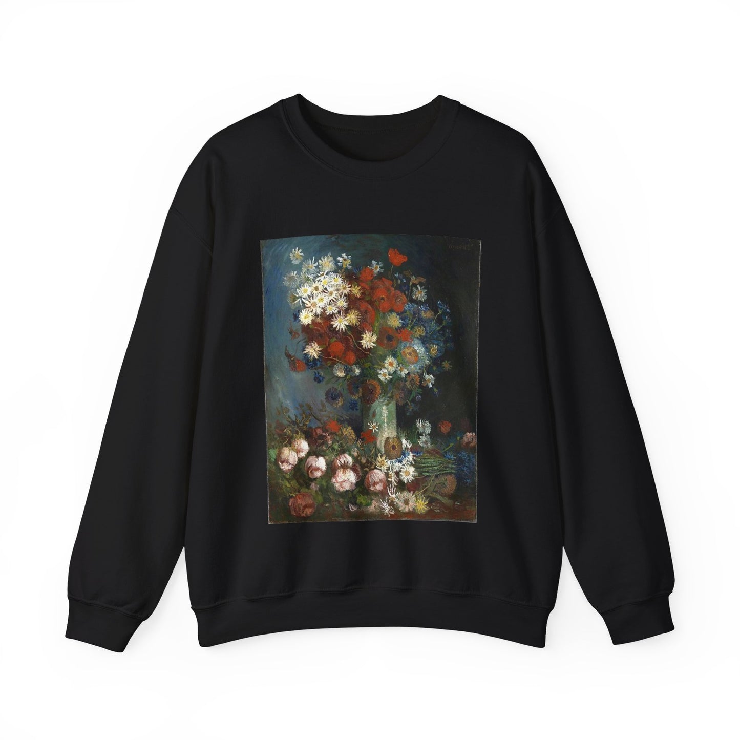 Still life with meadow flowers and roses Van Gogh 1886 Black Heavy Blend Adult Crew Neck SweatShirt