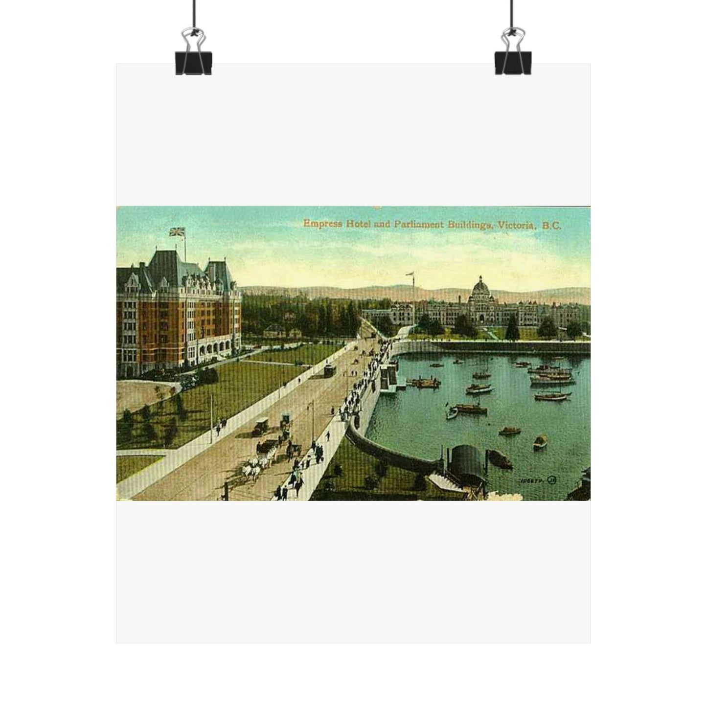 Empress Hotel and Parliament Buildings by the harbor in Victoria, British Columbia, between 1903 and 1913 (AL+CA 2080) High Quality Matte Wall Art Poster for Home, Office, Classroom