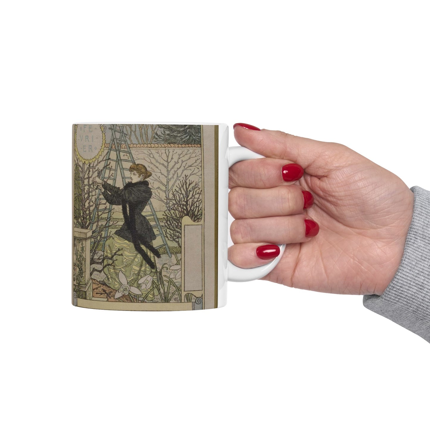 Eugène Samuel Grasset  - Février Beautiful Novelty Ceramic Coffee Mug 11oz