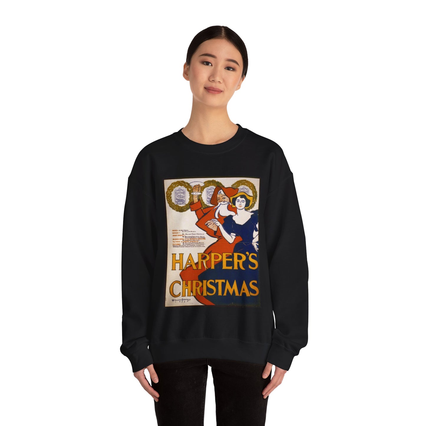 Edward Penfield - Harper's [for] Christmas, Art Nouveau Poster Black Heavy Blend Adult Crew Neck SweatShirt