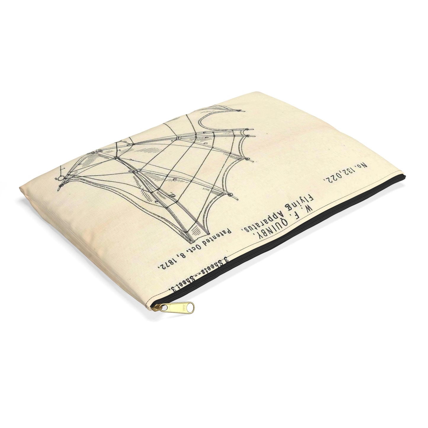 Patent Case File No. 132,022, Flying Apparatus, Inventor- Watson F. Quinby - DPLA - 1408d735868117dc44f964123674e332 (page 32) Large Organizer Pouch with Black Zipper