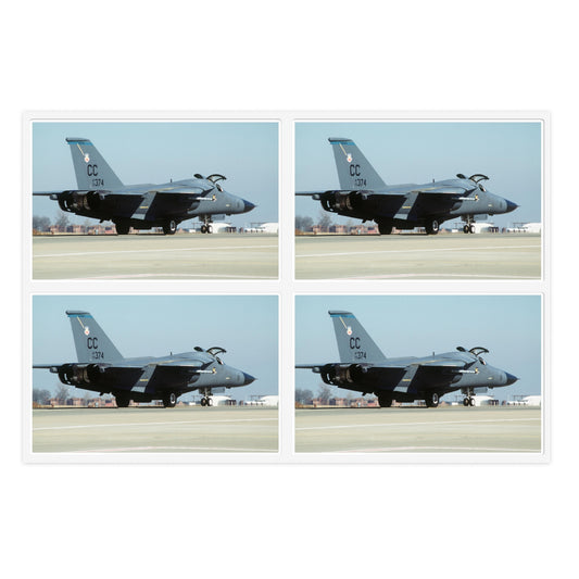 An F-111 from the 523rd Fighter Squadron, 27th Fighter Wing, Cannon Air Force Base, New Mexico taxis out to the runway Laminated UV Protective Vinyl Stickers