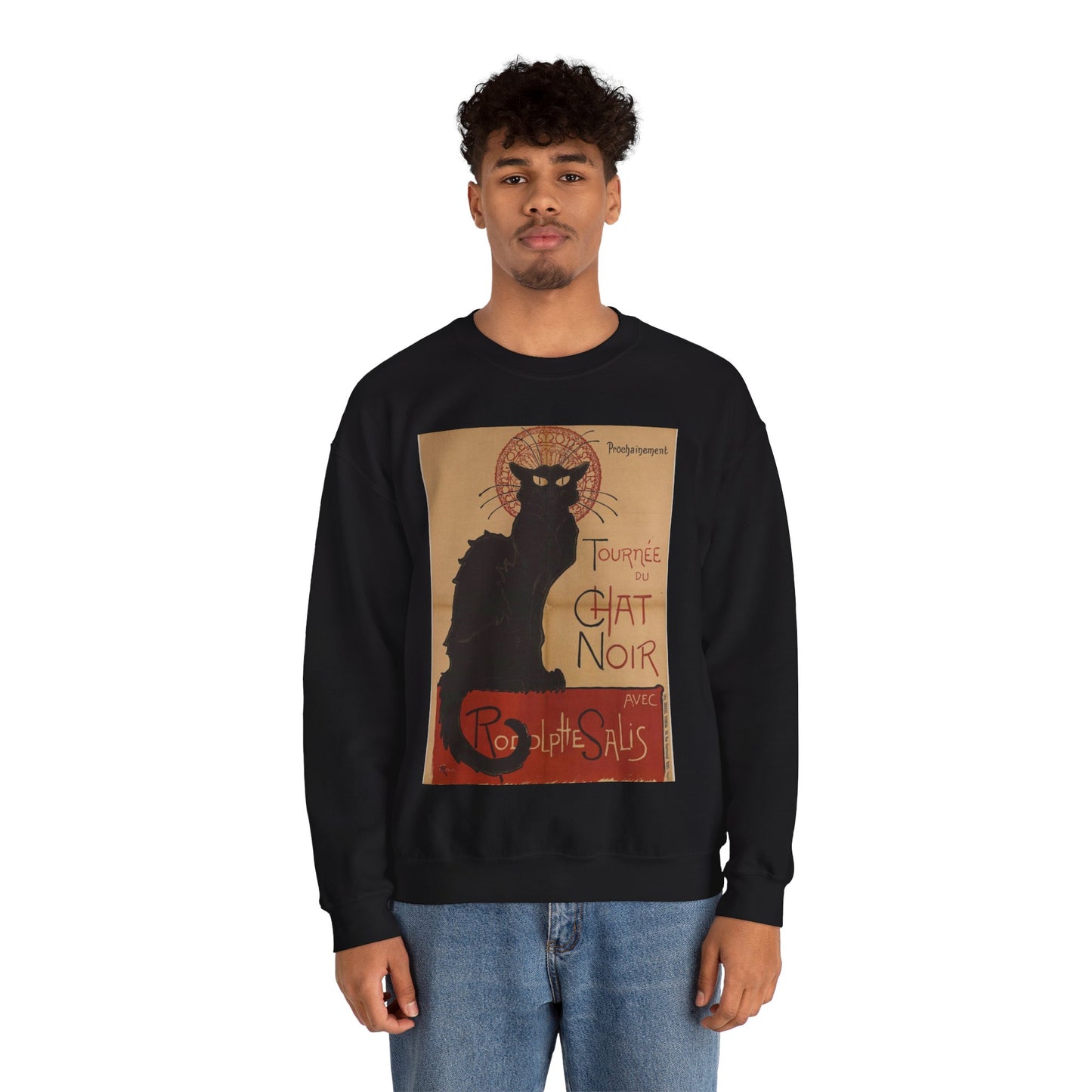 Prochainement/Tournée/ DU/ CHAT/ NOIR/ AVEC/ RODOLPHE SALIS Black Heavy Blend Adult Crew Neck SweatShirt