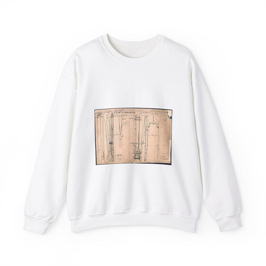 Patent drawing - Elisha Otis's Elevator Public domain  image White Heavy Blend Adult Crew Neck SweatShirt