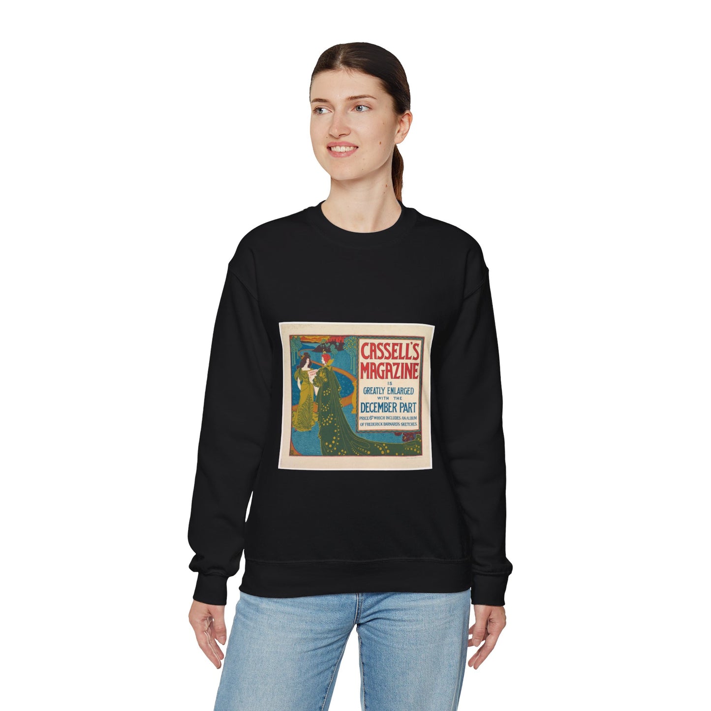 Louis Rhead - Cassell's Magazine: December Black Heavy Blend Adult Crew Neck SweatShirt