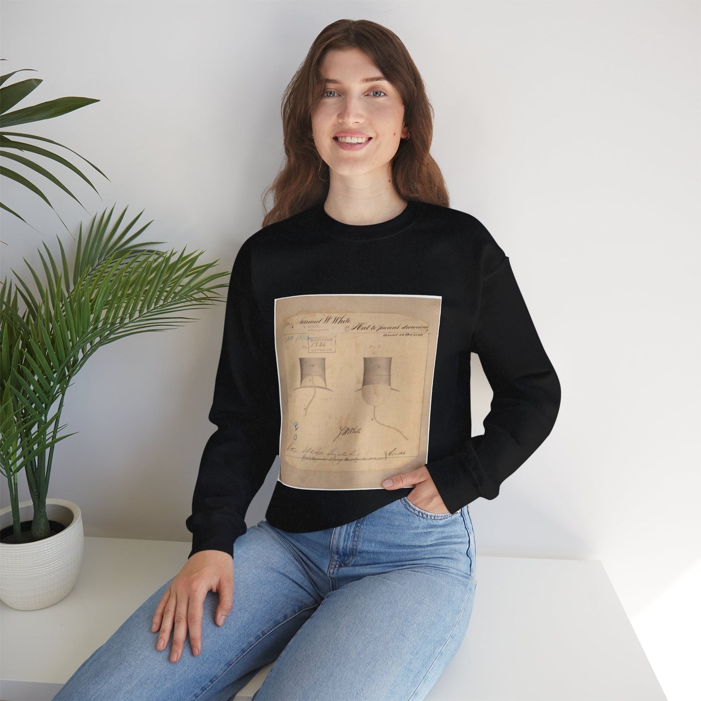 Patent drawing - Drawing of Hat to Prevent Drowning Public domain  image Black Heavy Blend Adult Crew Neck SweatShirt