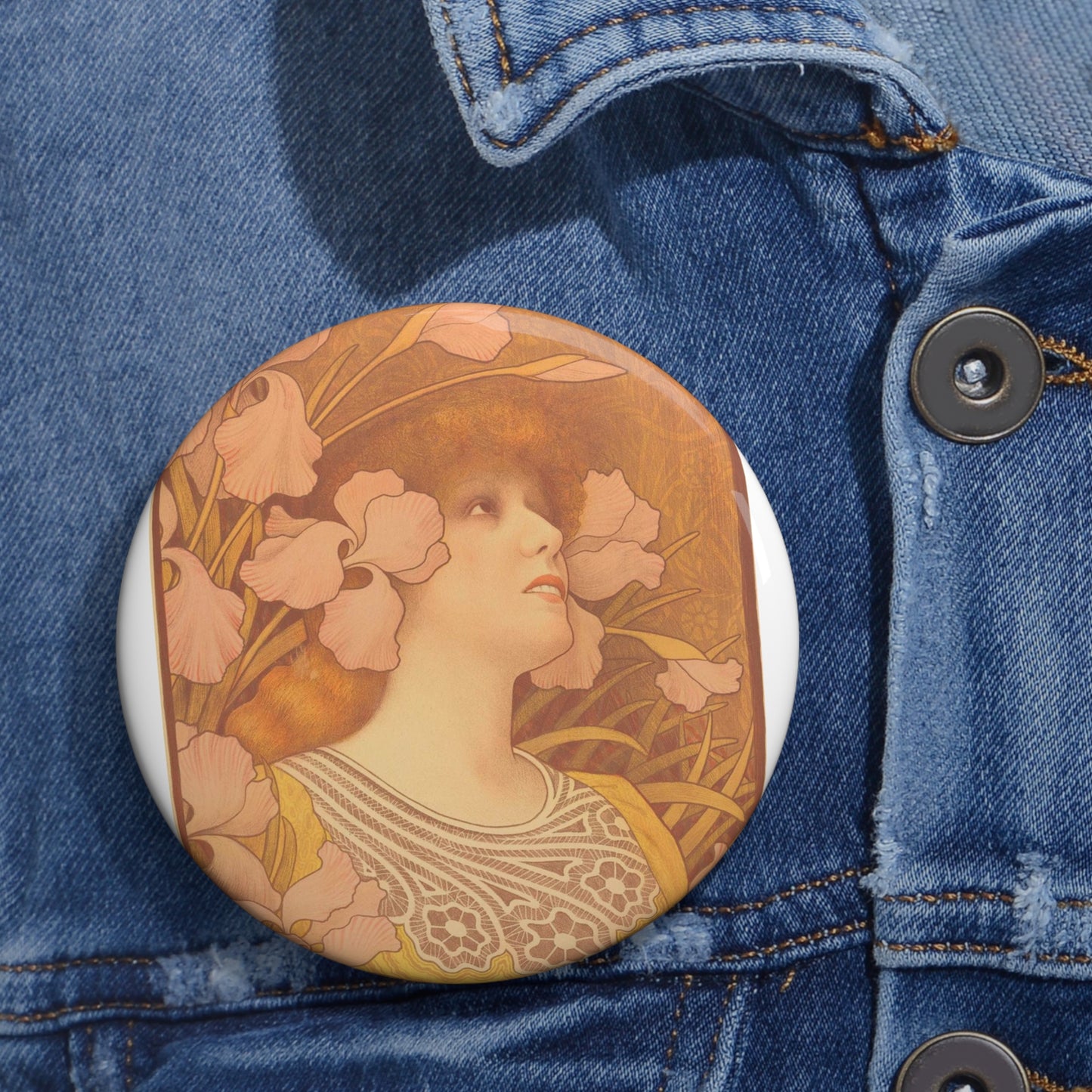 Paul Berthon, Sarah Bernhardt as Melisande, NGA 60945 Pin Buttons with Crisp Design