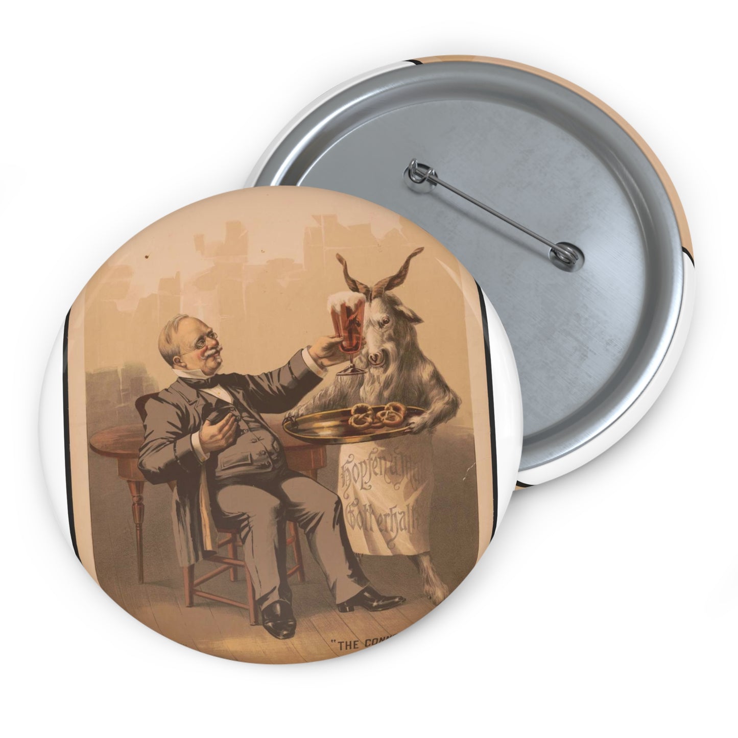 "The connoisseur" - Print, Library of Congress collection Pin Buttons with Crisp Design
