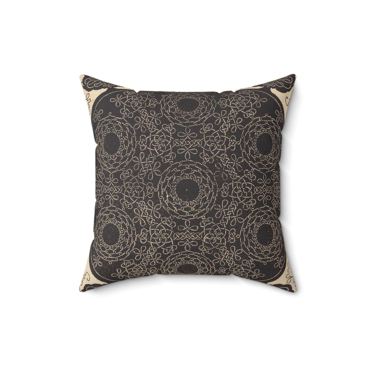 The Fourth Knot (combining seven circular groups of knots with black centers) Decorative Accent Square Pillow