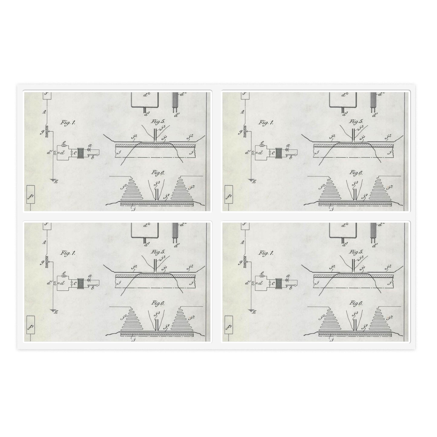 Patent drawing - for G. Marconi's Apparatus for Wireless Telegraphy Public domain  image Laminated UV Protective Vinyl Stickers
