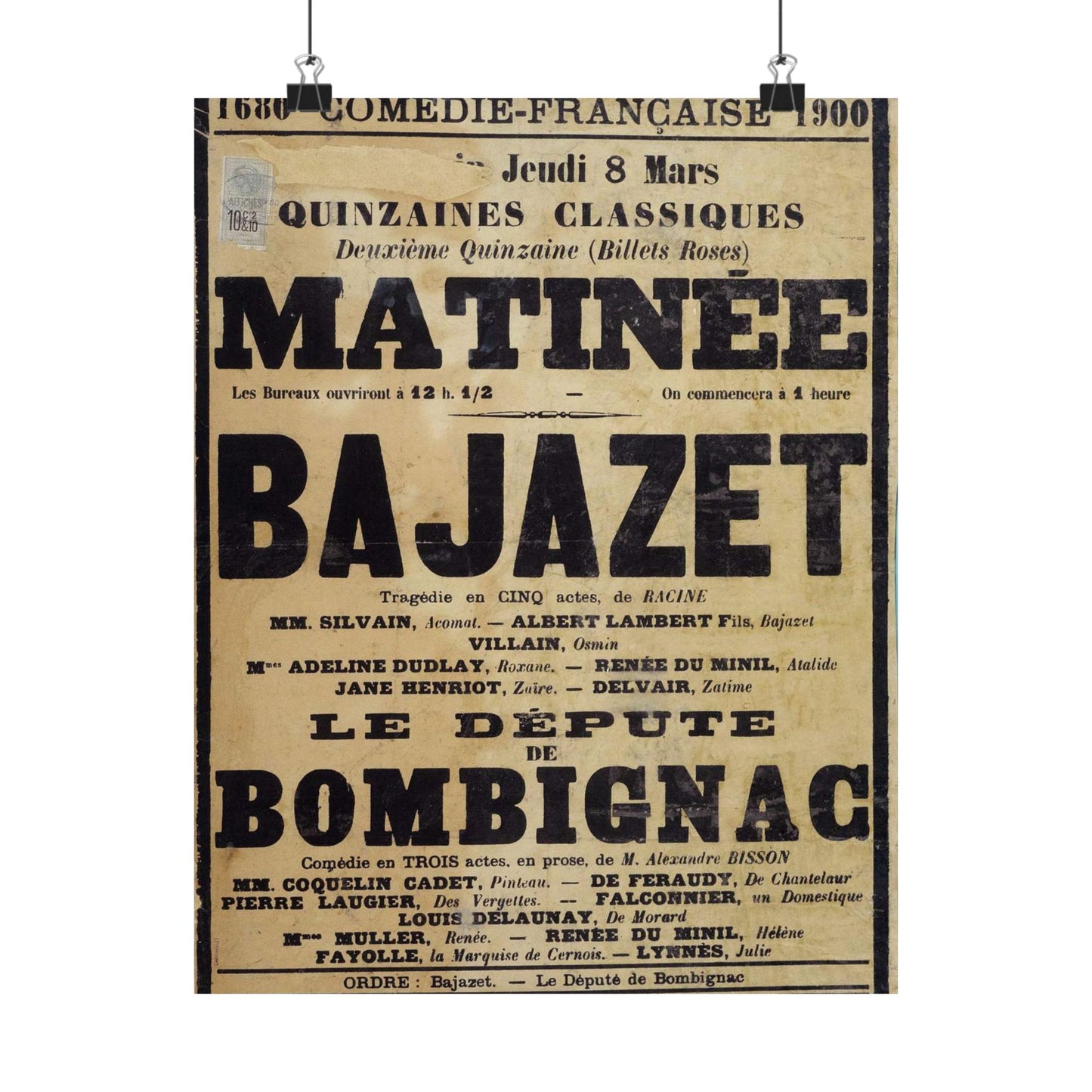 Poster of Bajazet 1900 - A poster advertising a concert in paris High Quality Matte Wall Art Poster for Home, Office, Classroom