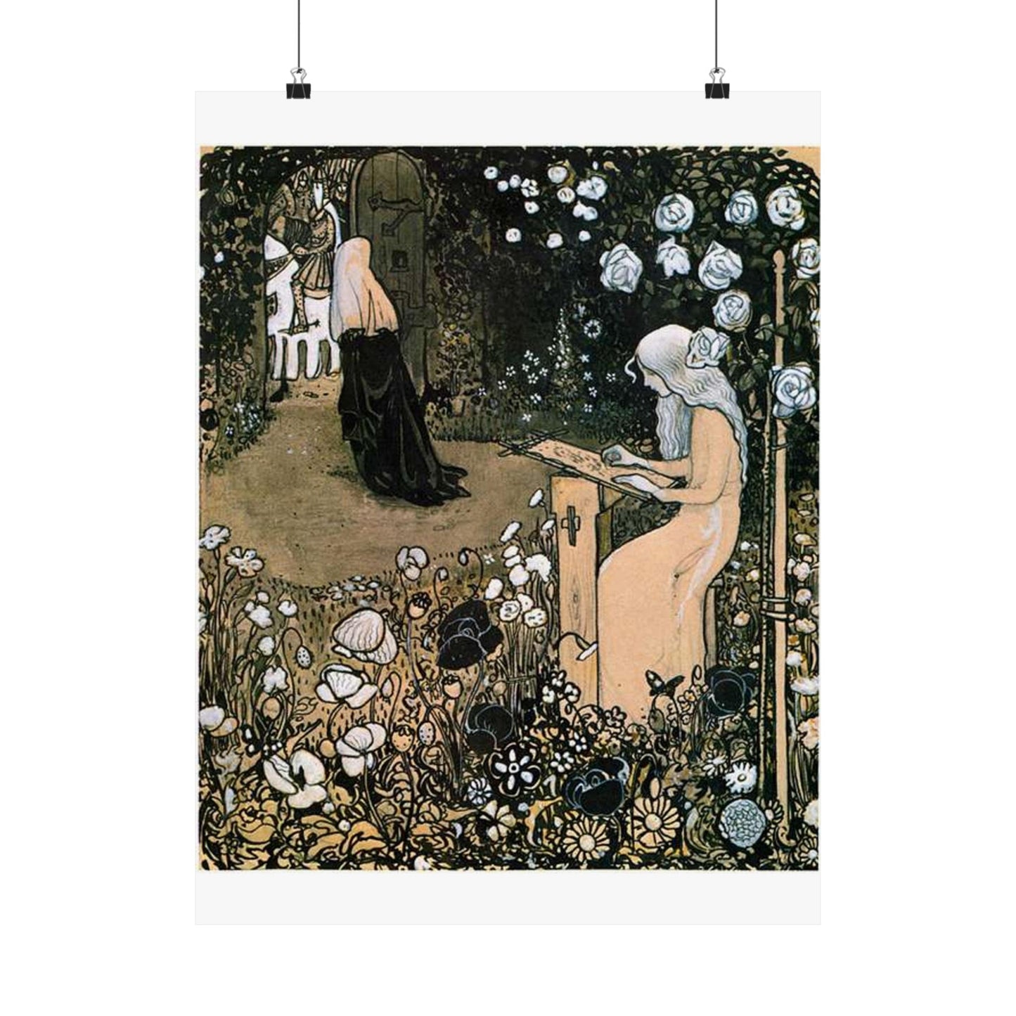 Jolantha 2 by John Bauer 1907 - Drawing. Public domain image. High Quality Matte Wall Art Poster for Home, Office, Classroom