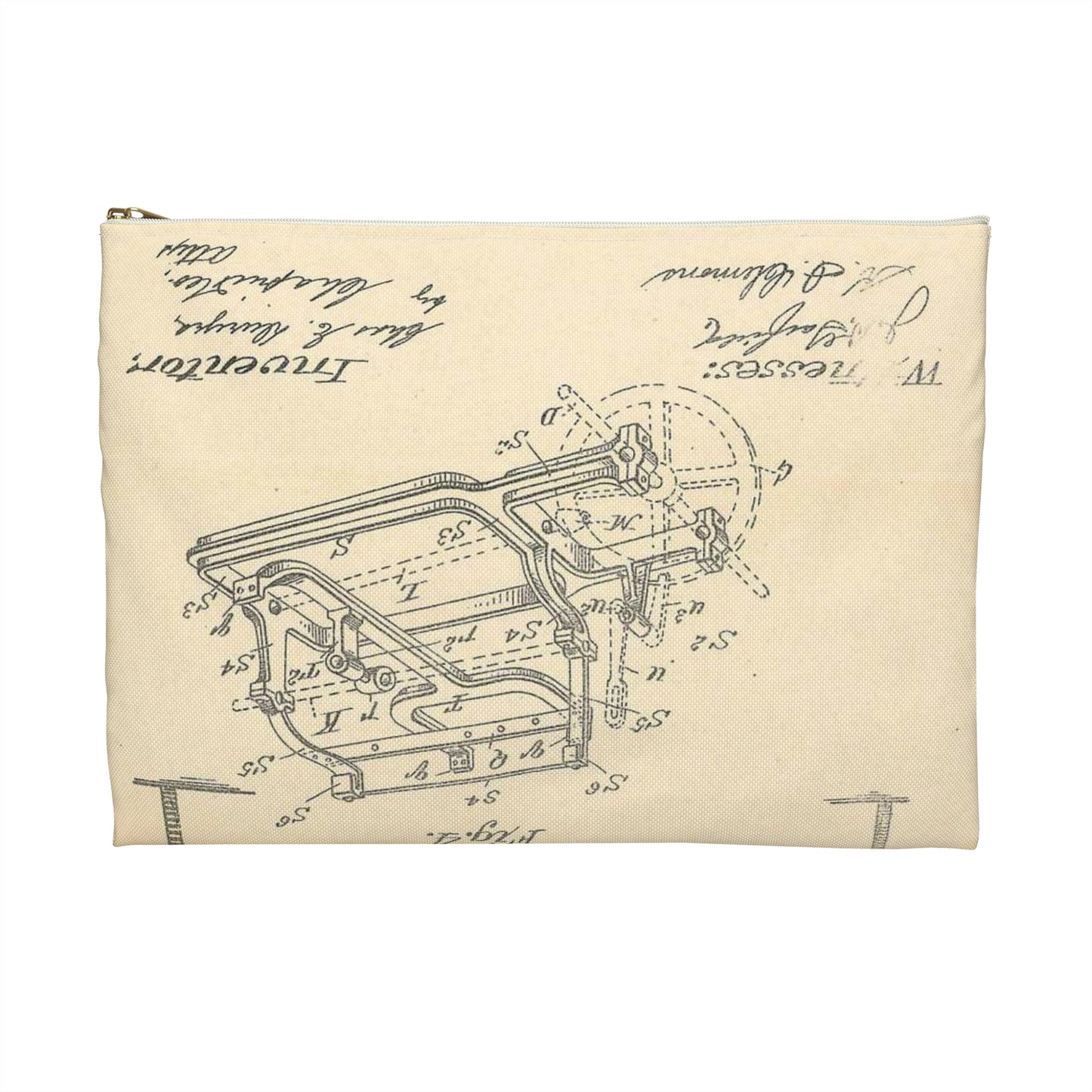 Patent Case File No. 540,648, Road Vehicle, Inventor- Charles E. Duryea - DPLA - fdde267afd883f609ba31de3a2261371 (page 53) Large Organizer Pouch with Black Zipper