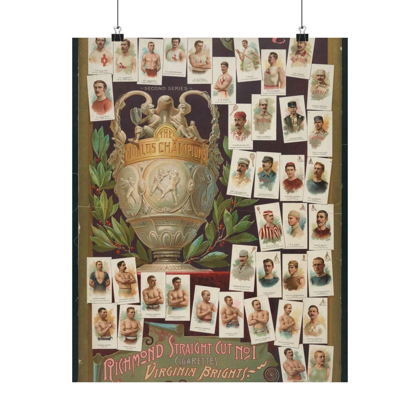 Allen & Ginter. Richmond, Virginia Richmond straight cut no. 1 cigarettes Virginia brights. The worlds champions second series High Quality Matte Wall Art Poster for Home, Office, Classroom