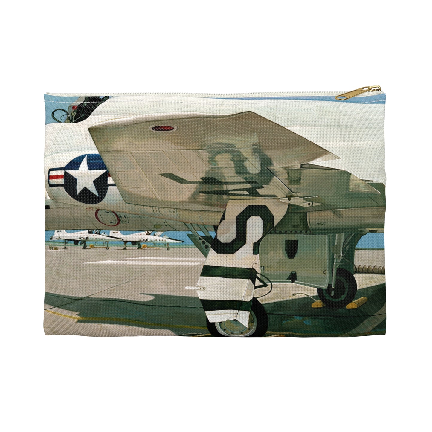 Artwork: "T-38 Flight Line, Vance AFB". Artist: David Zlotky Large Organizer Pouch with Black Zipper