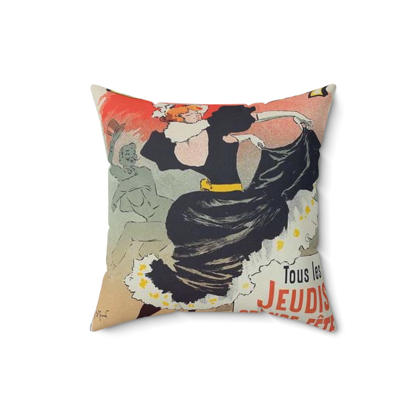 Affiche pour le "Bal Bullier".. Public domain reproduction. Decorative Accent Square Pillow