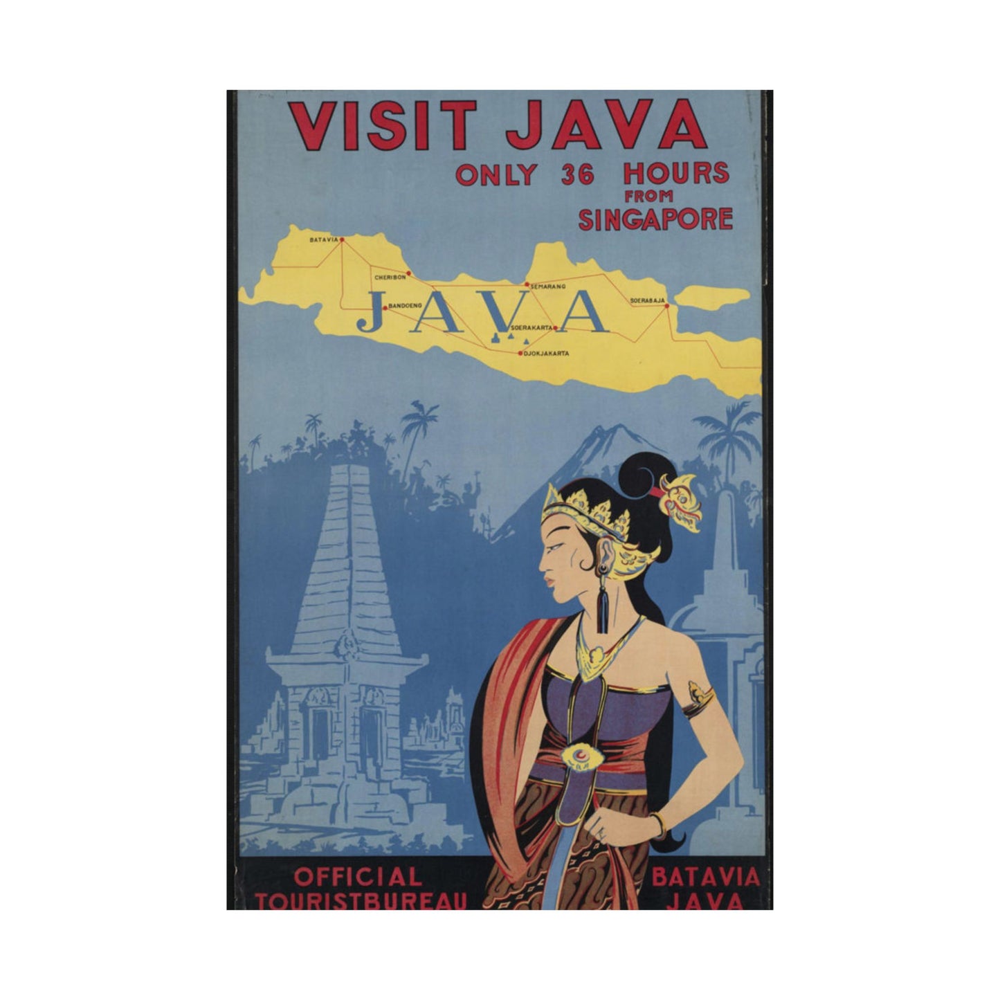 Java. Vintage Travel Poster., Art Deco Poster High Quality Matte Wall Art Poster for Home, Office, Classroom