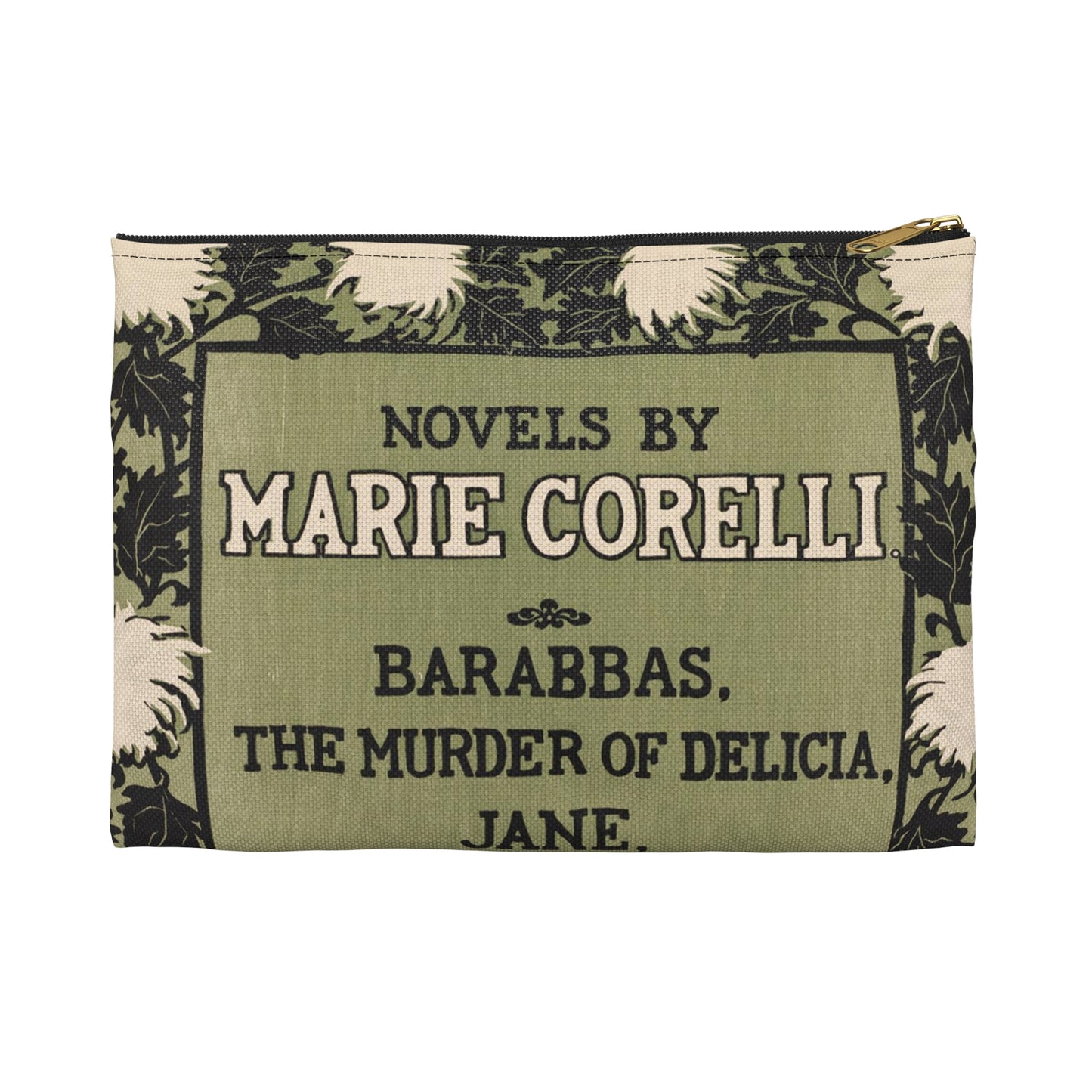 Novels by Marie Corelli, Art Nouveau poster Large Organizer Pouch with Black Zipper