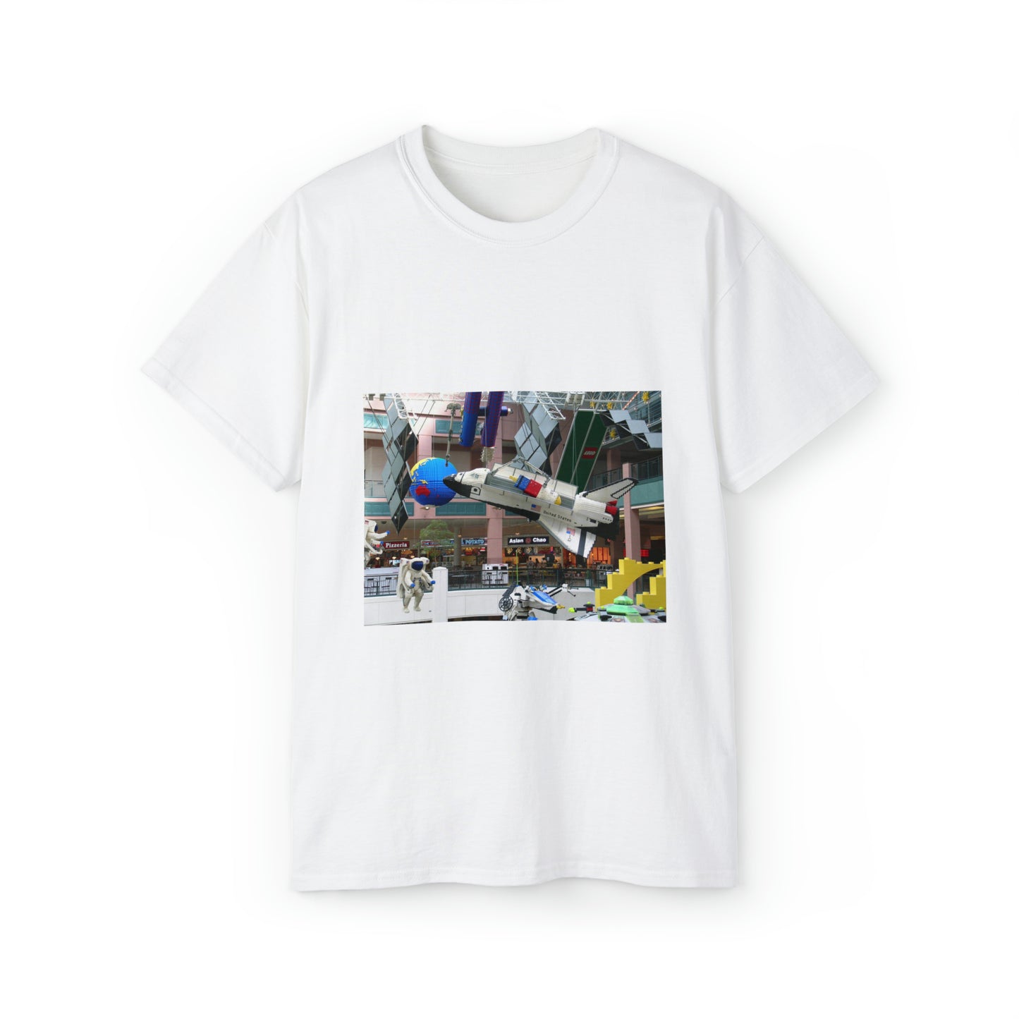 Grand Rounds Scenic Byway - Huge Lego Spaceship in the Mall of America White T-Shirt Gildan 2000 Cotton Unisex