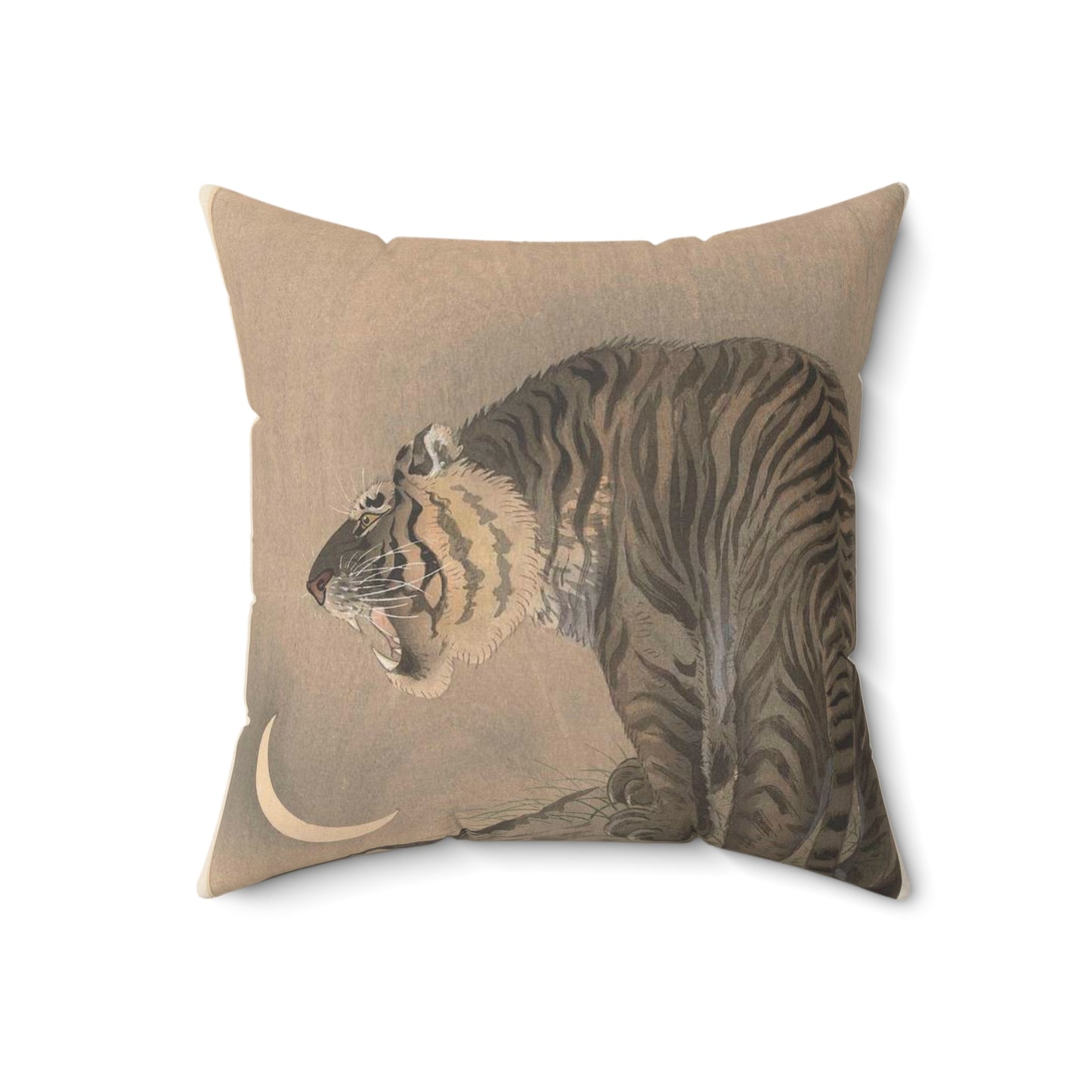 Brullende tijger, Ohara Koson - Rijksmuseum public domain dedication image Decorative Accent Square Pillow
