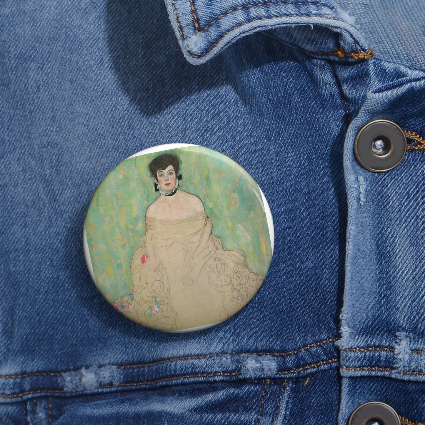 Gustav Klimt - Portrait of Amalie Zuckerkandl - Belvedere 7700 Pin Buttons with Crisp Design