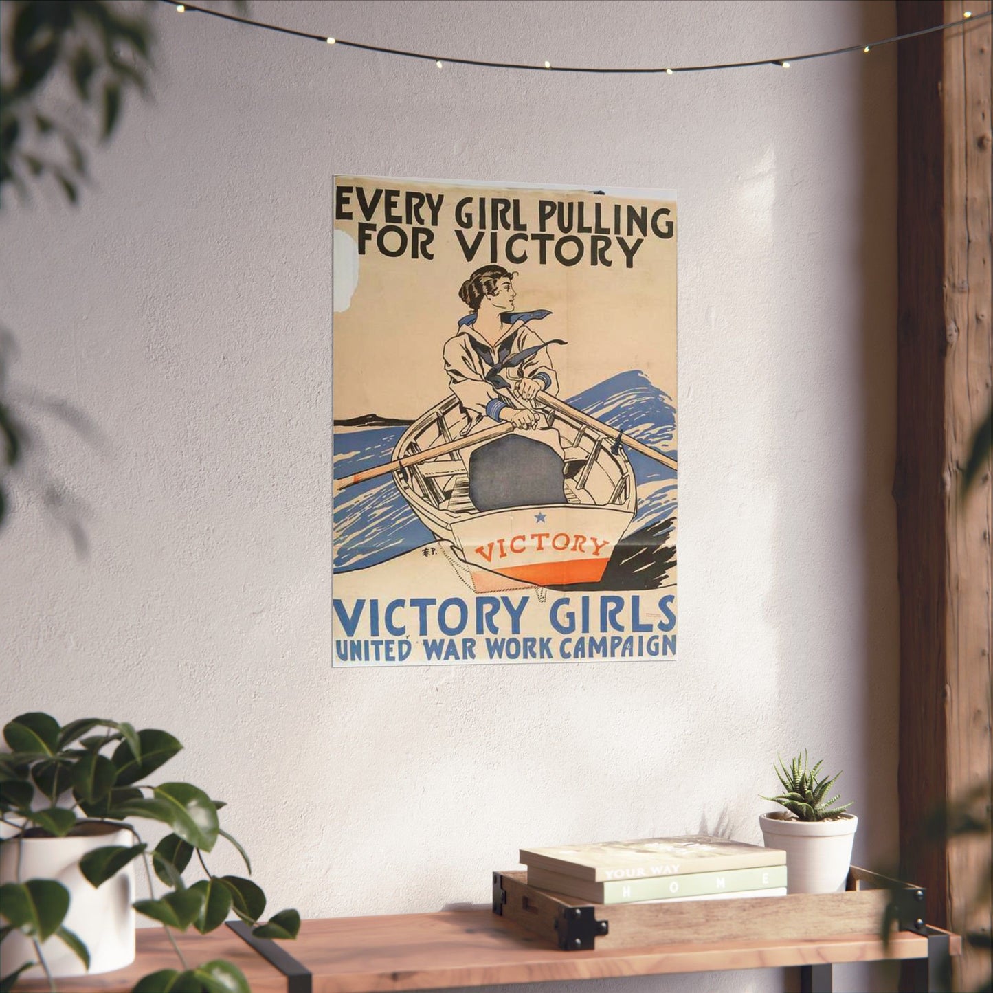 Every Girl Pulling for Victory, Victory Girls United War Work Campaign High Quality Matte Wall Art Poster for Home, Office, Classroom
