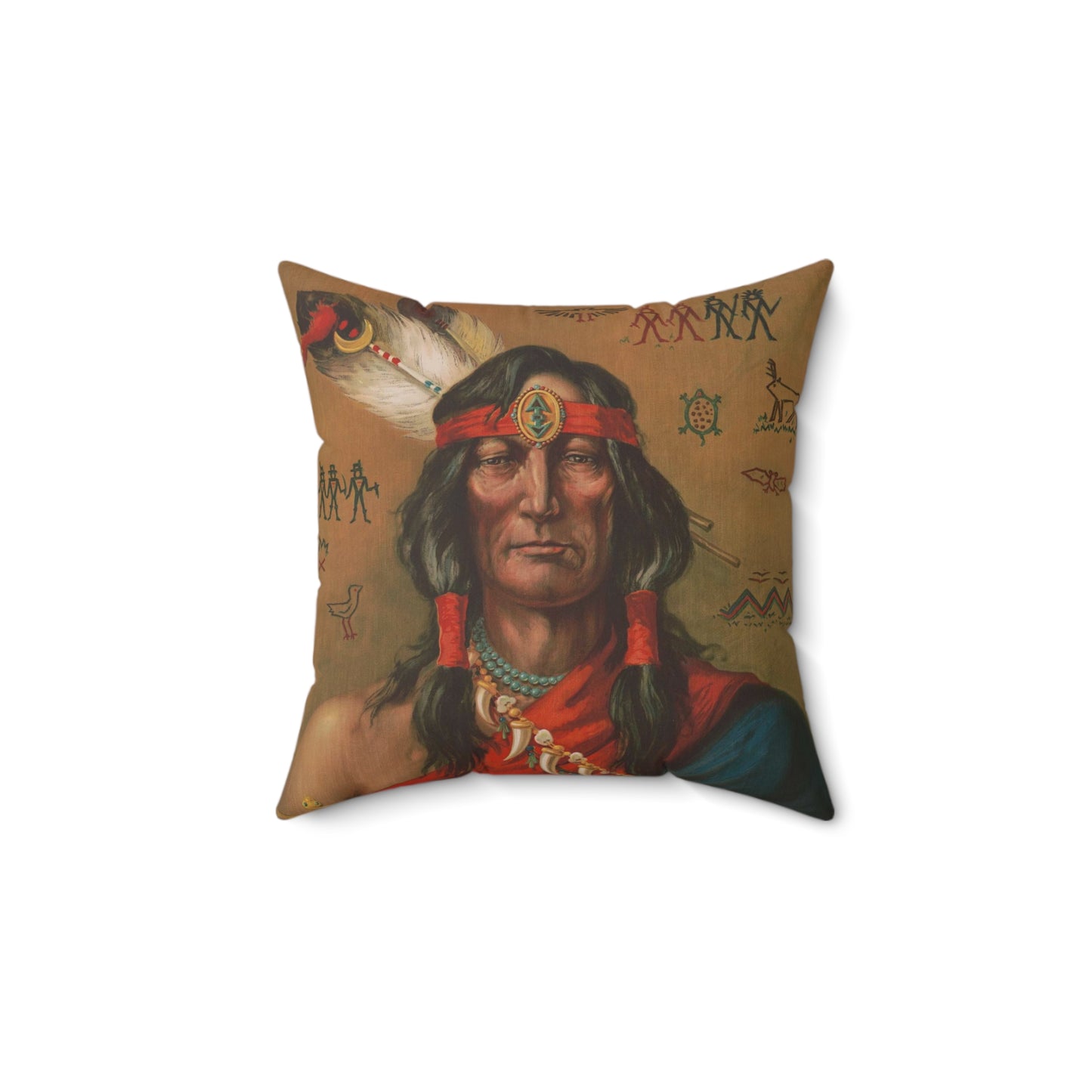 Indian chief - Print, Library of Congress collection Decorative Accent Square Pillow