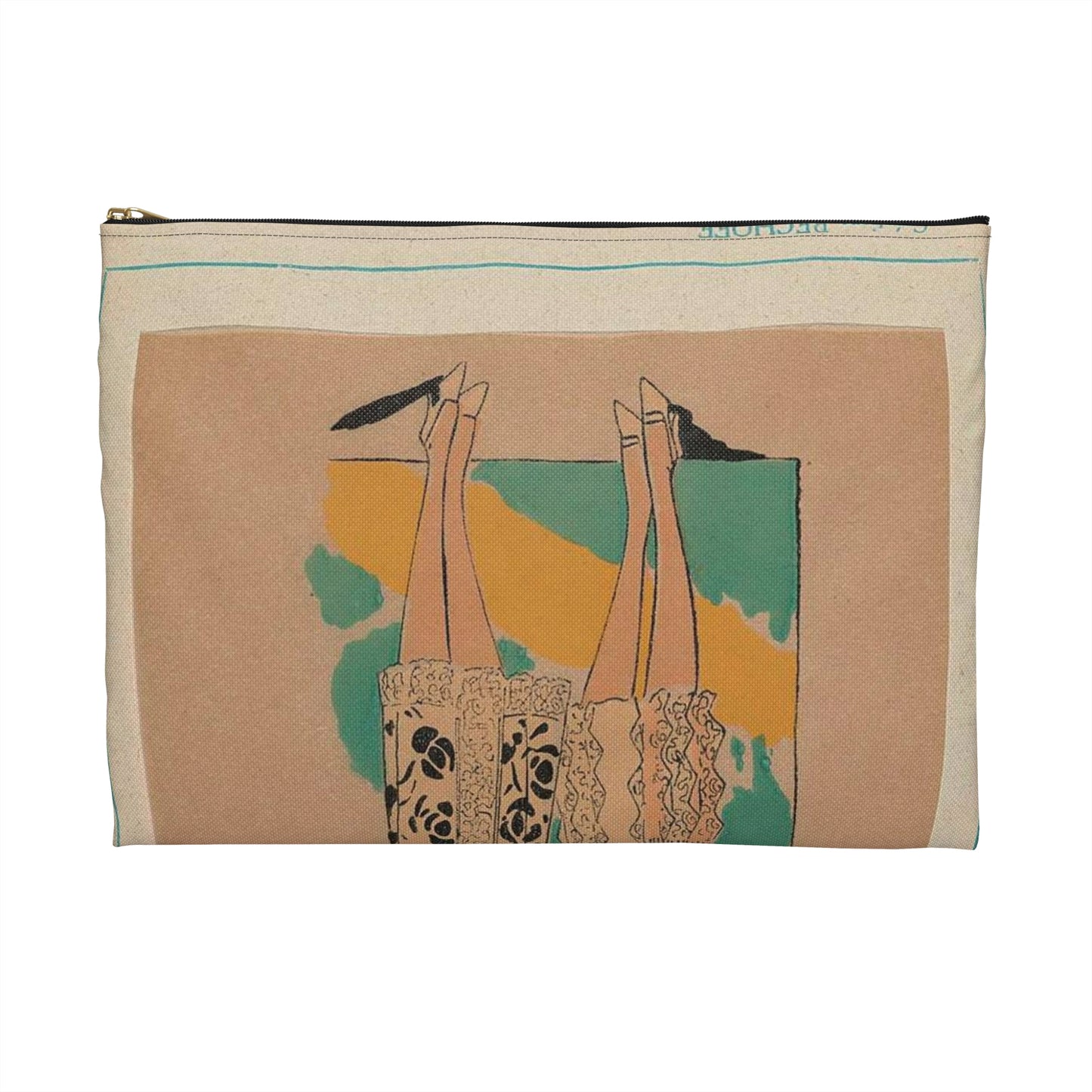 Très Parisien, 1927 No. 3, Pl. 9: Créations BECHOFF - VERS L'AURORE Large Organizer Pouch with Black Zipper