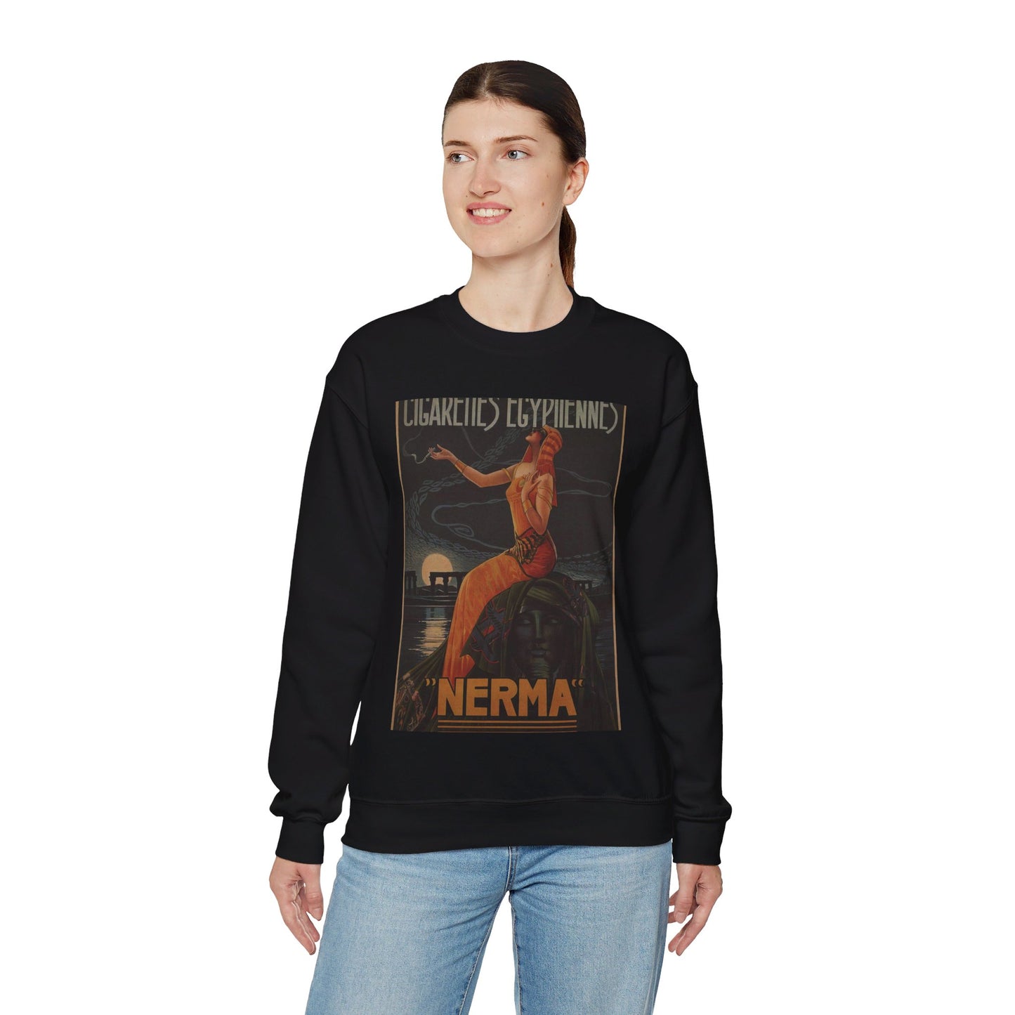 Cigarettes-Egyptiennes-Nerma-Gaspar-Camps-1924 Black Heavy Blend Adult Crew Neck SweatShirt