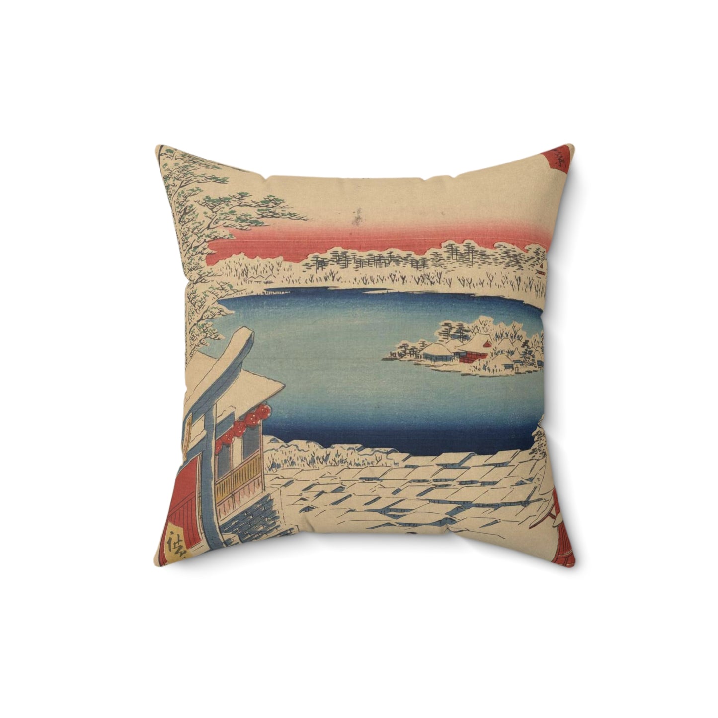 Gajō icchō, Ando Hiroshige - Public domain portrait drawing  Decorative Accent Square Pillow