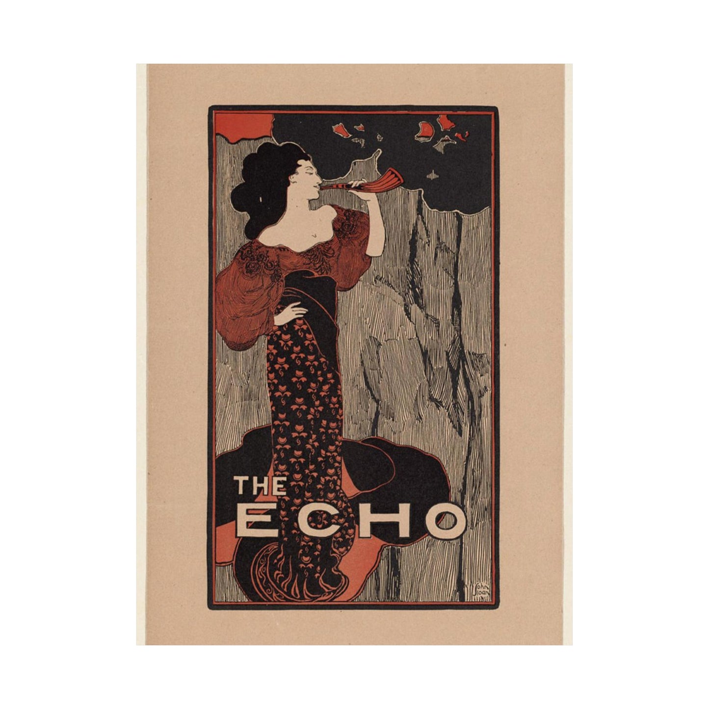 The echo, for sale here - Art nouveau public domain poster - Art nouveau public domain image High Quality Matte Wall Art Poster for Home, Office, Classroom