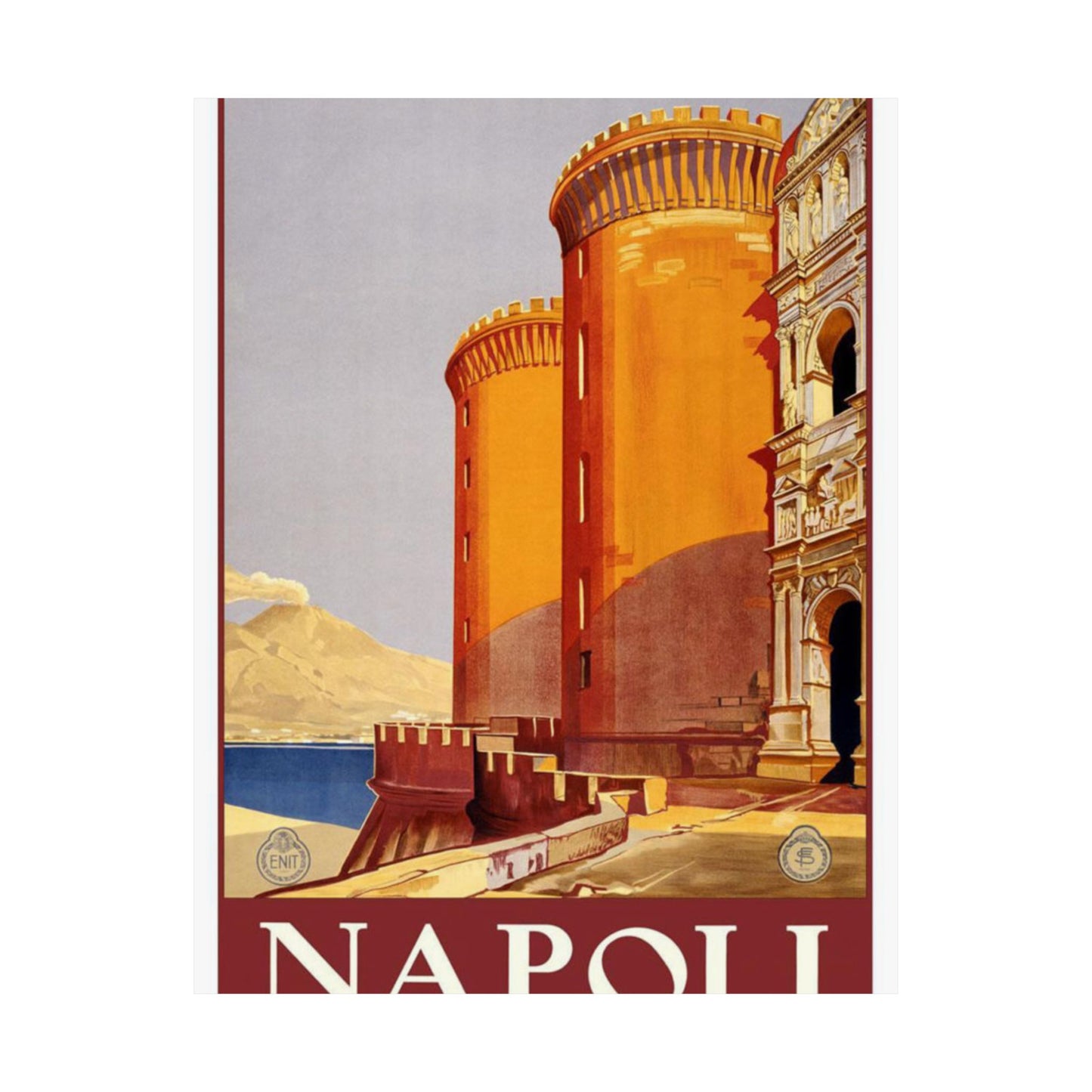 Napoli. Vintage Travel Poster., Italy High Quality Matte Wall Art Poster for Home, Office, Classroom