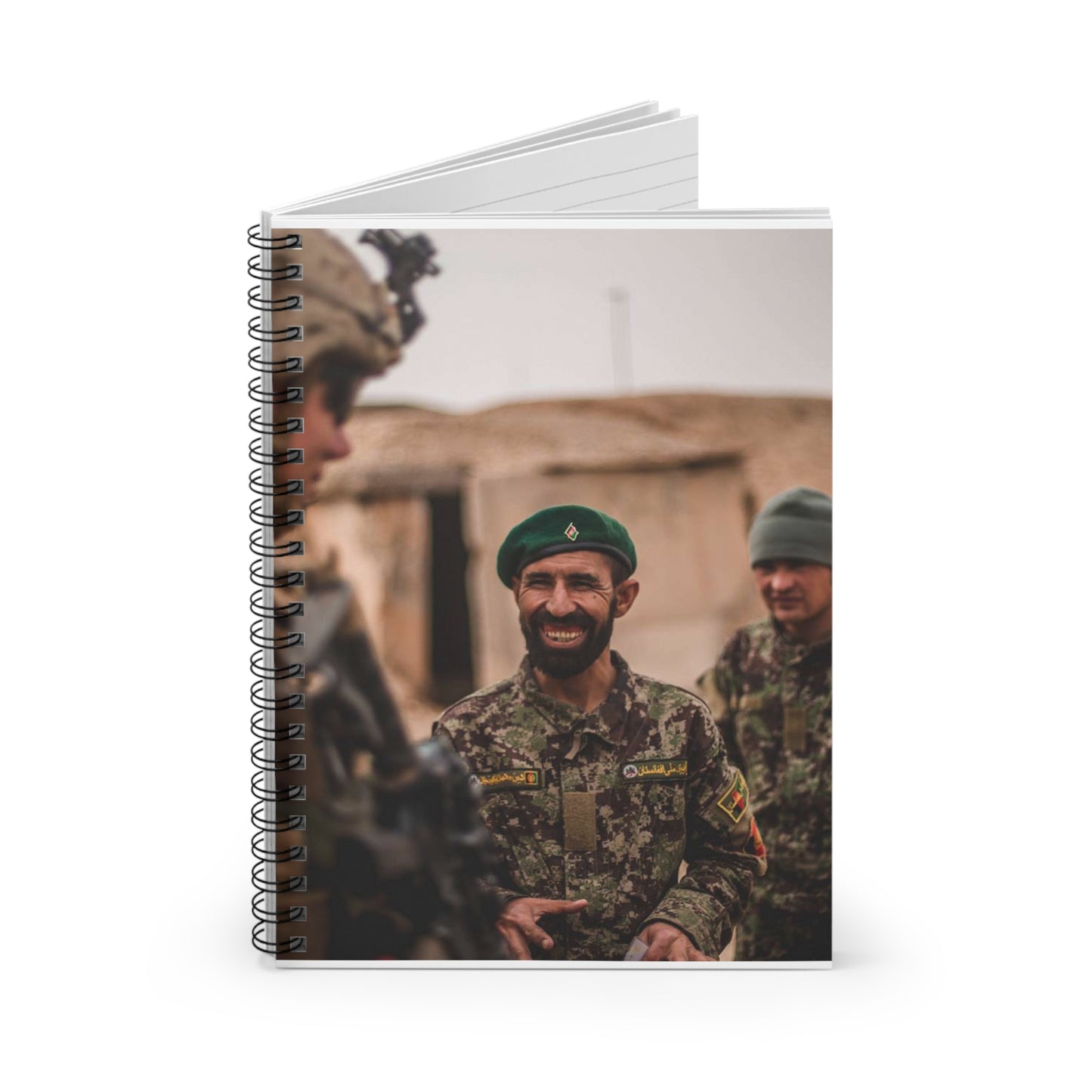 A U.S. Marine with Task Force Southwest (TFSW) converses Spiral Bound Ruled Notebook with Printed Cover