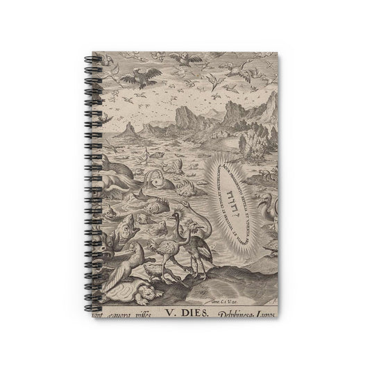Schepping van de vogels en de zeedieren Spiral Bound Ruled Notebook with Printed Cover