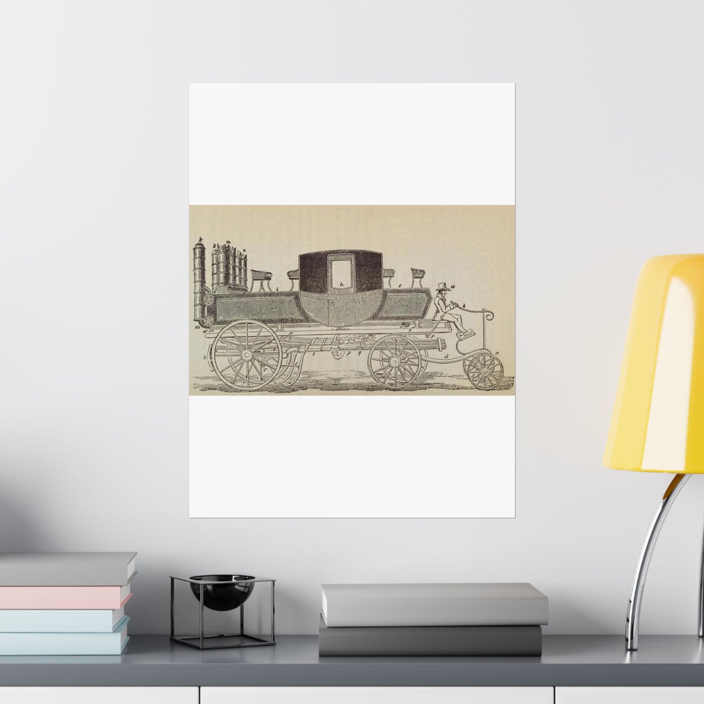Patent Drawing of Engine - Patent steam carriage, by Mr. Goldsworthy Gurney, of Argyle Street, London, 1826 Public domain  image High Quality Matte Wall Art Poster for Home, Office, Classroom