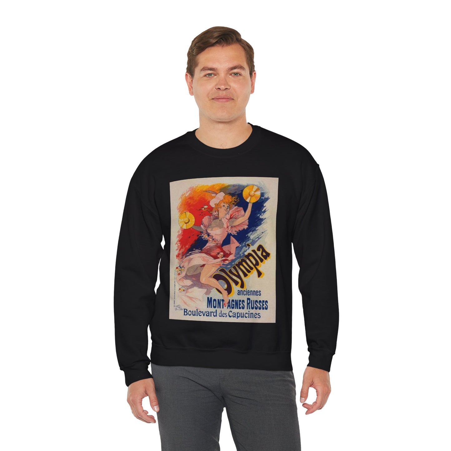 Affiche pour "Olympia". - Art nouveau public domain poster Black Heavy Blend Adult Crew Neck SweatShirt