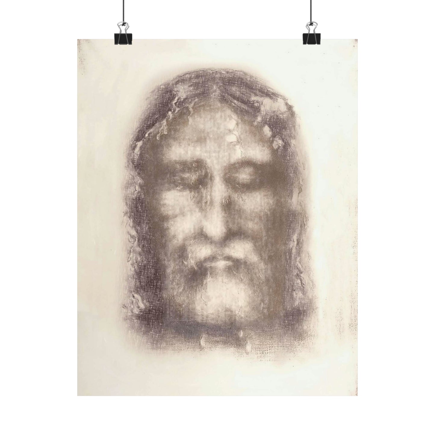 Holy Face of Jesus from Shroud of Turin (1909) High Quality Matte Wall Art Poster for Home, Office, Classroom