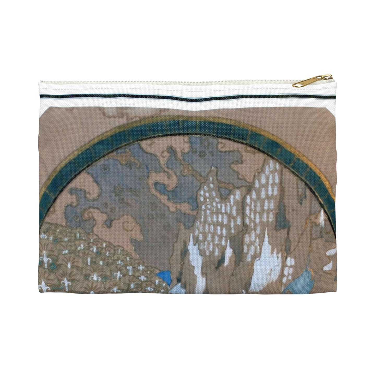 EliseuVisconti-A838-Paisagem rochosa estilizada – Email cloisonné – Estudo para Marchetaria Large Organizer Pouch with Black Zipper