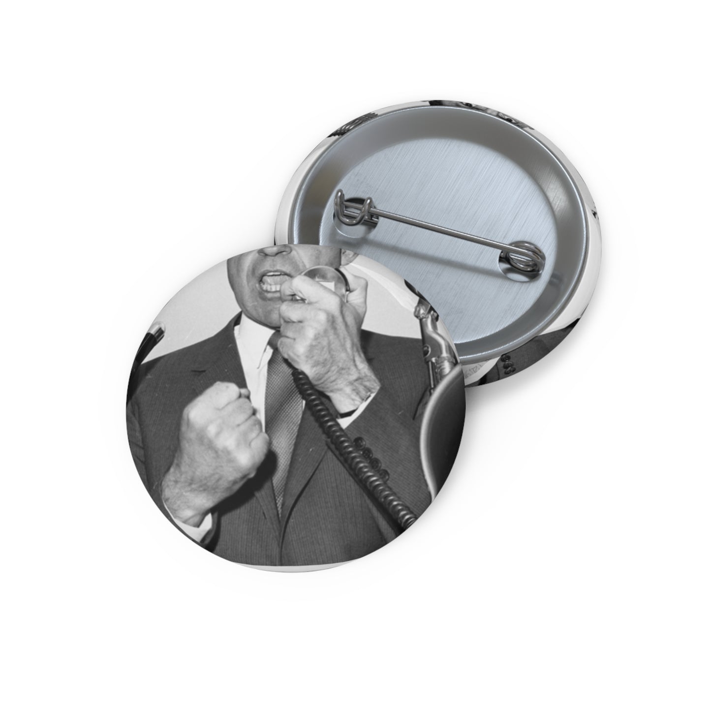 Richard Nixon clinches his fist as he addresses his first audience in Long Island, New York Pin Buttons with Crisp Design