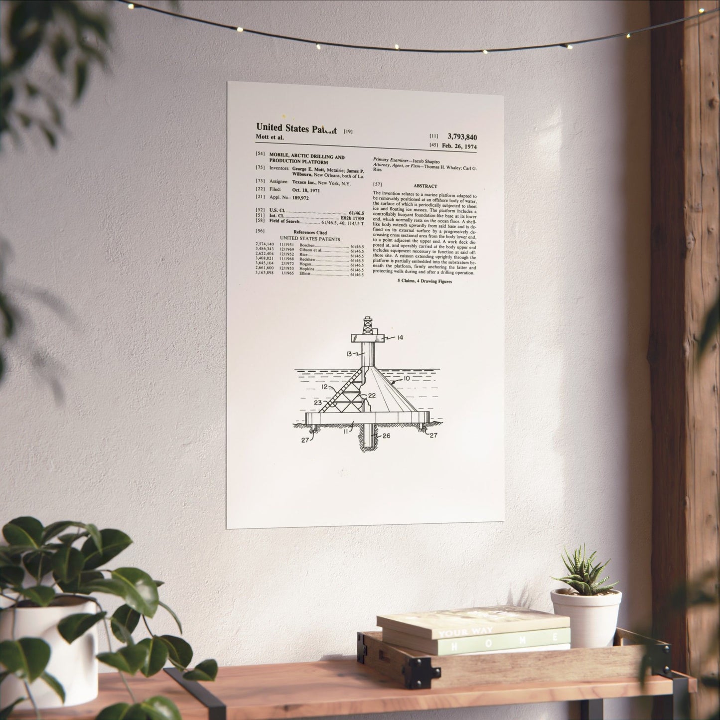 Patent Case File No. 3,793,840, Mobile Arctic Drilling and Production Platform, Inventor(s)- George E. Mott and James P. Wilbourn. - DPLA - 8f260bf2cd8926afbf4da017454f39b3 (page 6) High Quality Matte Wall Art Poster for Home, Office, Classroom