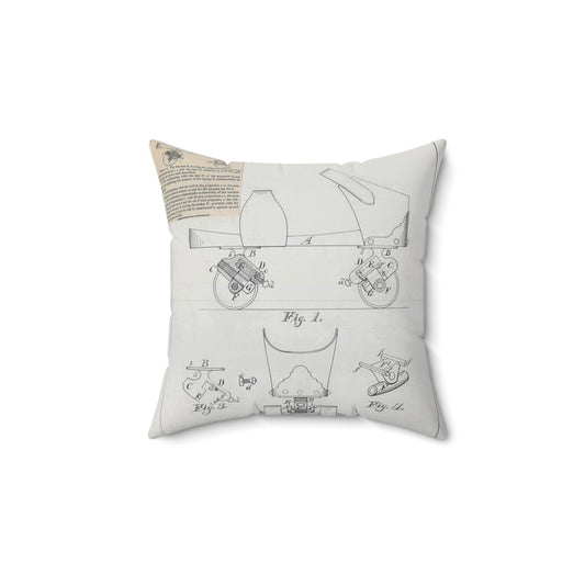 Patent drawing - for F. A. Combes' Roller Skate Public domain  image Decorative Accent Square Pillow