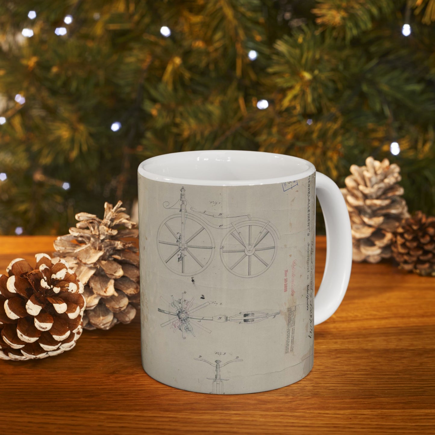 Patent drawing - for Pierre Lallement's Improvement in Velocipedes Public domain  image Beautiful Novelty Ceramic Coffee Mug 11oz