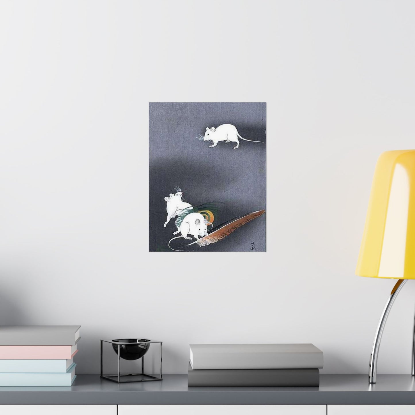 A drawing of 3 mice, Ohara Koson High Quality Matte Wall Art Poster for Home, Office, Classroom