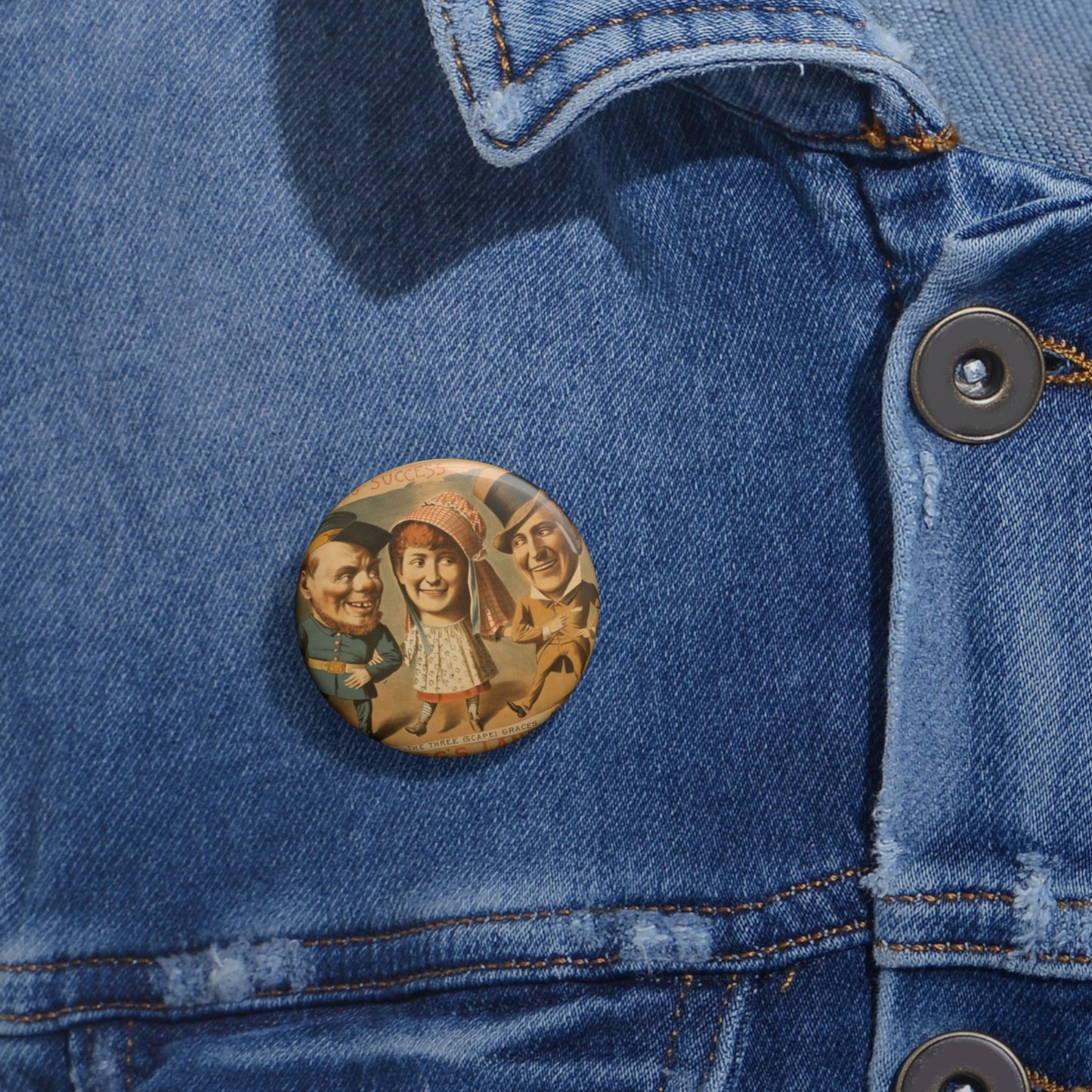 The laughing success, Mugg's Landing Pin Buttons with Crisp Design