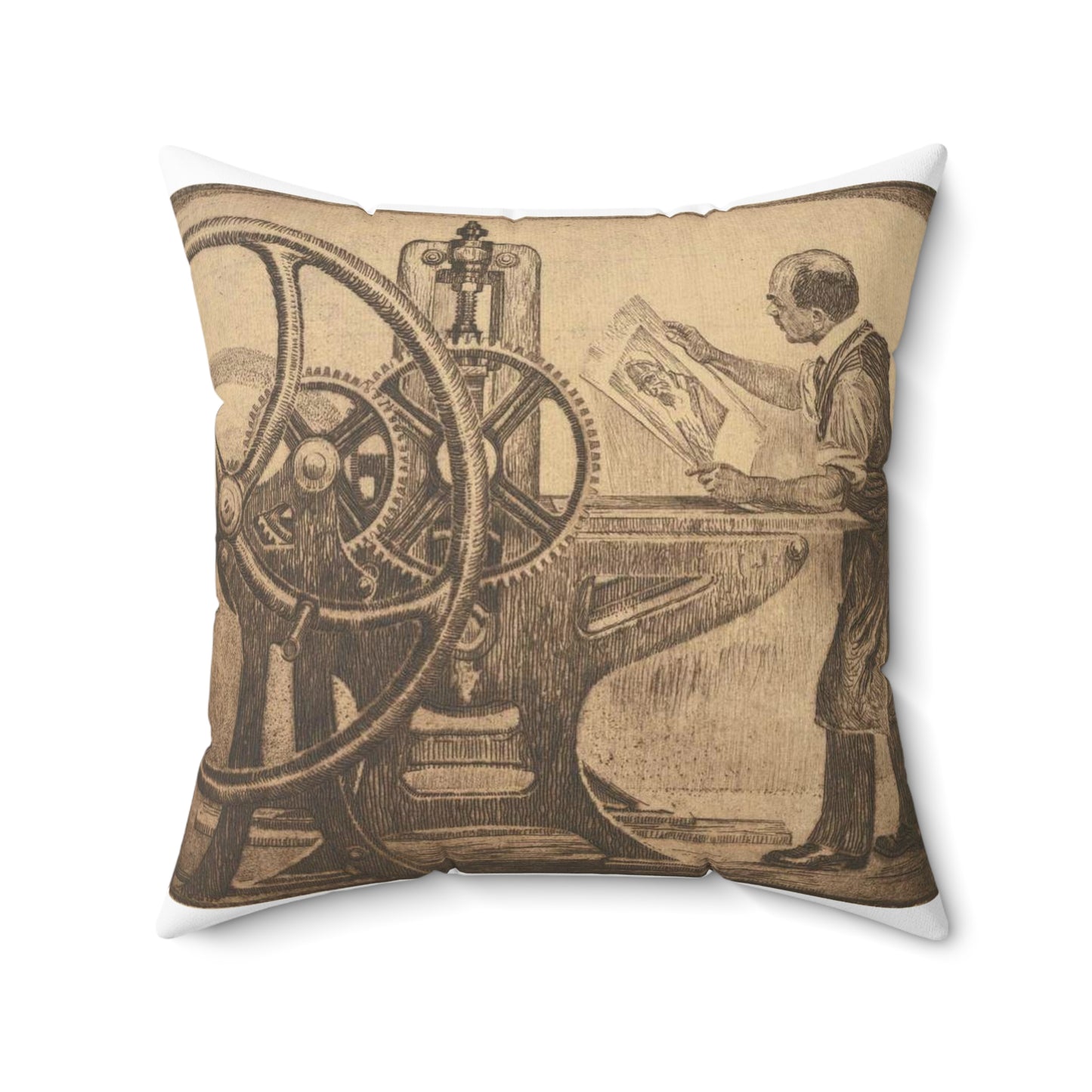 Lilien Printing press - Public domain portrait print Decorative Accent Square Pillow