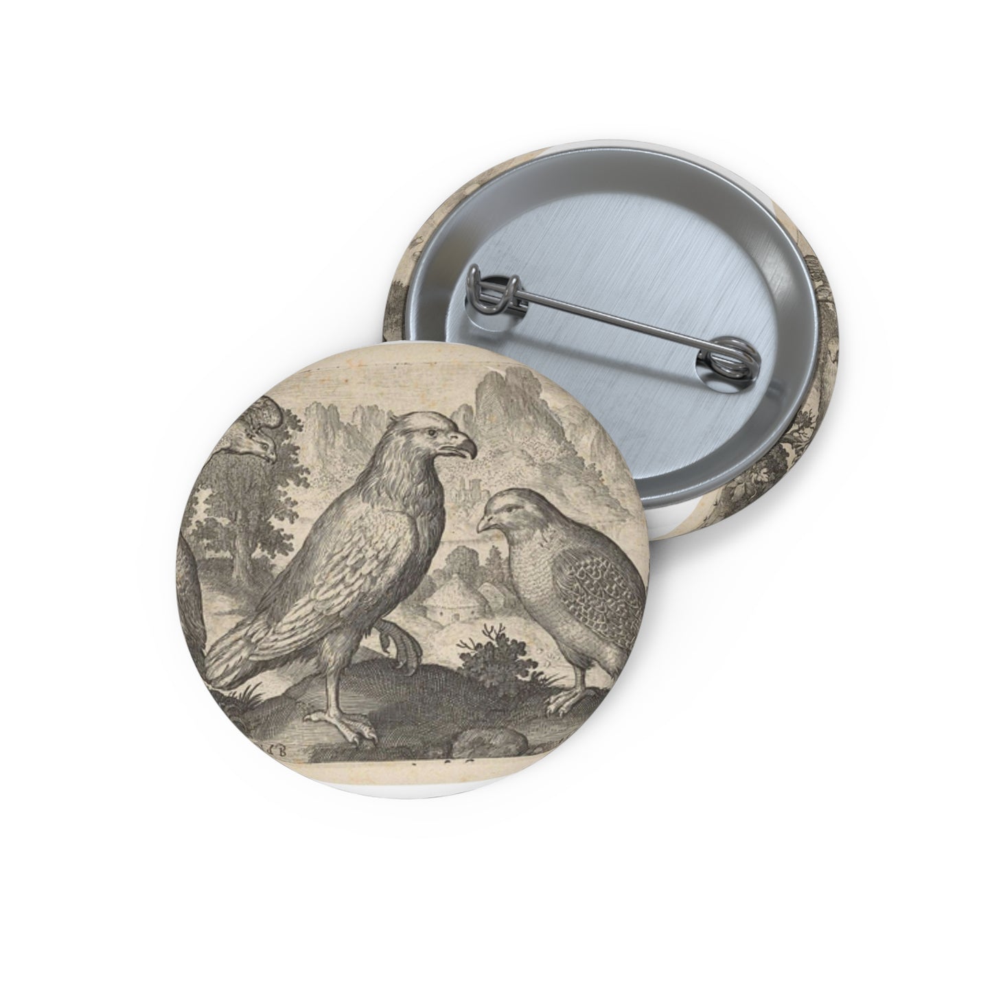 Abraham de Bruyn - Arend en andere roofvogels Pin Buttons with Crisp Design