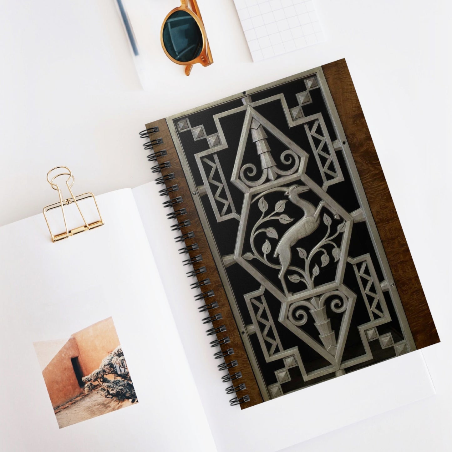 Courtroom detail, James T. Foley U.S. Post Office and Courthouse, Albany, New York Spiral Bound Ruled Notebook with Printed Cover