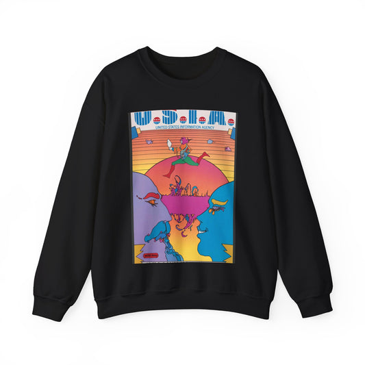 U.S.I.A. United States Information Agency Black Heavy Blend Adult Crew Neck SweatShirt