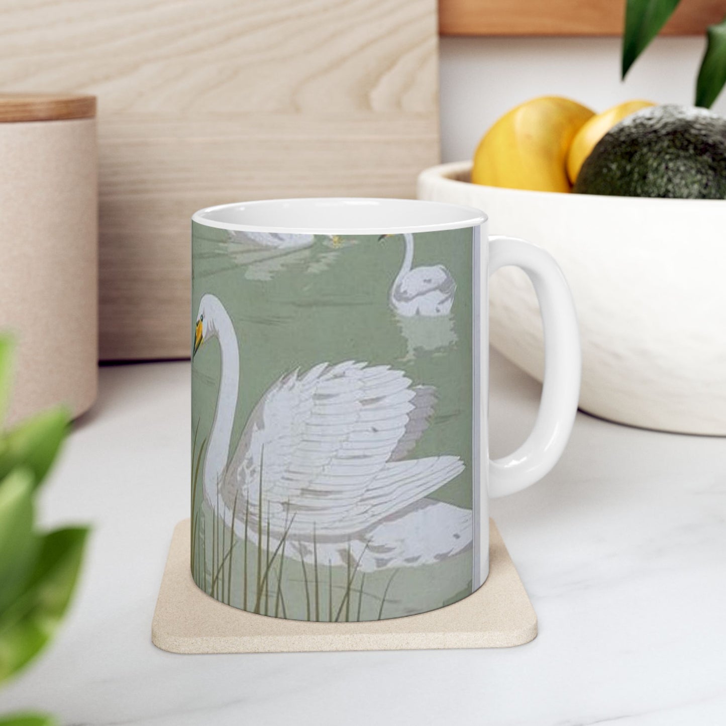 Cygne sauvage - Art nouveau public domain image Beautiful Novelty Ceramic Coffee Mug 11oz